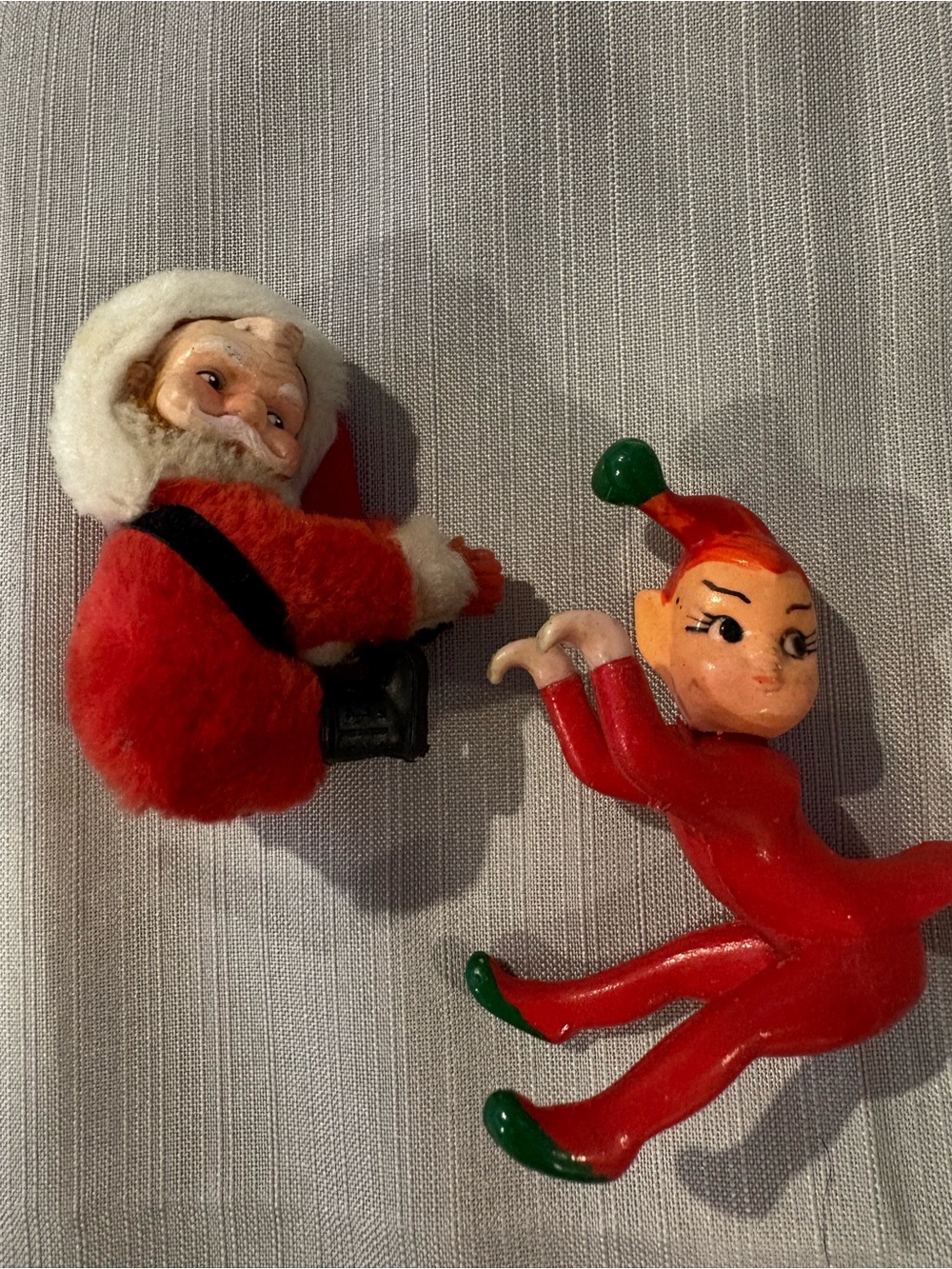 Vintage Red Elf and Santa Holiday Figurines - Red M94